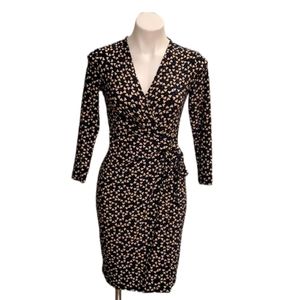 Anne Klein Black White and Blue Wrap Dress NWT